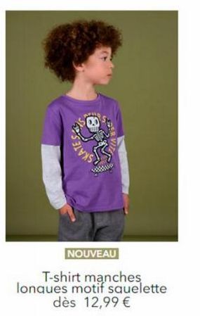 SKATES  NOUVEAU  T-shirt manches lonques motif squelette dès 12,99 € 