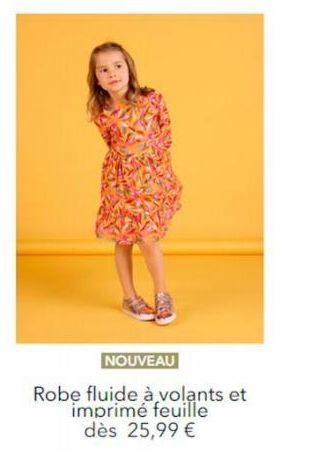 NOUVEAU  Robe fluide à volants et imprimé feuille dès 25,99 € 