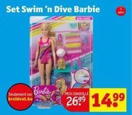 kruidvat.be  set swim 'n dive barbie  prix conseille  an  14⁹⁹ 