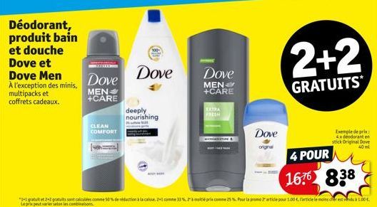 Déodorant, produit bain  et douche Dove et Dove Men À l'exception des minis, multipacks et coffrets cadeaux.  48h  Dove  MEN +CARE  CLEAN COMFORT  Dove  deeply nourishing  Dove  MEN +CARE  EXTRA  FRES