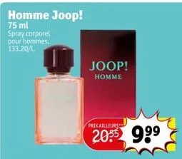 homme joop!  75 ml spray corporel pour hommes. 133.20/1.  joop! homme  prix ailleurs  2055 999  