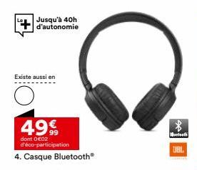 Jusqu'à 40h d'autonomie  Existe aussi en  49€  dont 0€02 d'éco-participation  4. Casque Bluetooth®  SP  Mariselk  DBL  