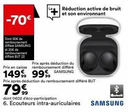 -70€  dont 50€ de remboursement differ samsung et 20€ de remboursement  di but (2)  prix après déduction du  prix en caisse remboursement différé  149, 99 samsung  prix après déduction du remboursemen