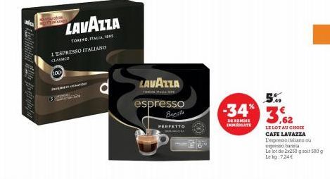 ula  in Wendaja  com  Ta  mee  LAVAZZA  TORINO, ITALIA 1995 L'ESPRESSO ITALIANO CLASICO  100  CAUTION  LAVAZZA  TONHOIT  espresso  Barista  PERFETTO  5.A9  34 3,62  DE REMISE  IMMEDIATE  LE LOT AU CHO