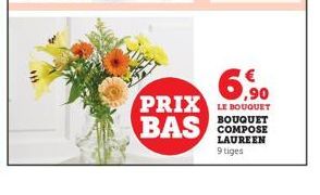 ***  6,90 PRIX LE BOUQUET  BAS  BOUQUET  COMPOSE  LAUREEN 9 tiges 