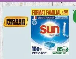 produit partenaire  format familial x58  efficacite renforce  sun  tout-1  100%  85%  efficace naturelle 