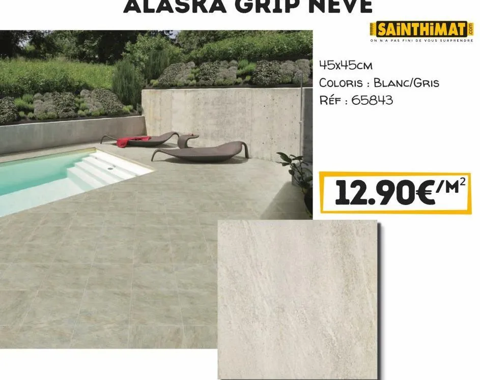 sainthimat  on n'a pas fini de vous surprendre  45x45cm  coloris blanc/gris réf : 65843  12.90€/m² 