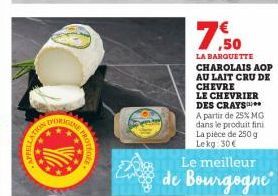 AFFELLAT  ATKIN  RIGINE  PROTEGE  LE CHEVRIER DES CRAYS  ,50  LA BARQUETTE CHAROLAIS AOP AU LAIT CRU DE CHEVRE  A partir de 25% MG dans le produit fini. La pièce de 250g Lekg: 30€  Le meilleur  de Bou