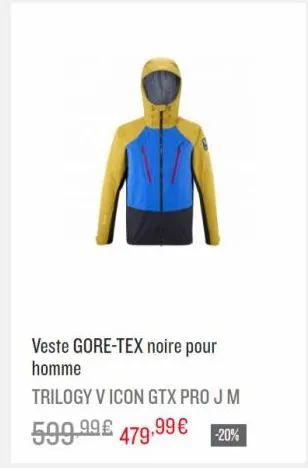 veste gore-tex noire pour homme  trilogy v icon gtx pro jm  599.99€ 479,99€ -20% 