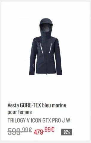 veste gore-tex bleu marine pour femme  trilogy v icon gtx pro j w  599,99€ 479.99 € -20%  