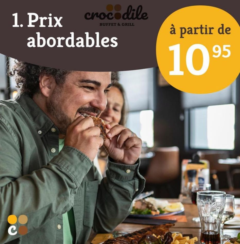 crocodile  BUFFET & GRILL  1. Prix abordables  à partir de  95  10⁹5  