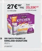 soit  27€ ttc 23,33€ht  0,146/unt  0,12€ ht  arbland  kitchen  dar  flesteck 13  bags  bags 