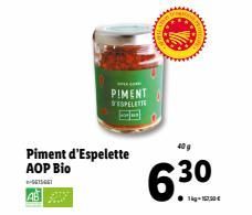 Piment d'Espelette AOP Bio  -615661  L.COM  PIMENT  D'ESPELETTE  40 g  6.30 