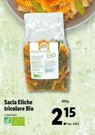 sacla eliche tricolore bio  505429  shan  cha took  bio  500g  t-4.30€  