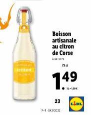 STRON  Boisson artisanale au citron de Corse  -5612077  23  1.  PIT-542/2022  75 dl  49  LIDL 