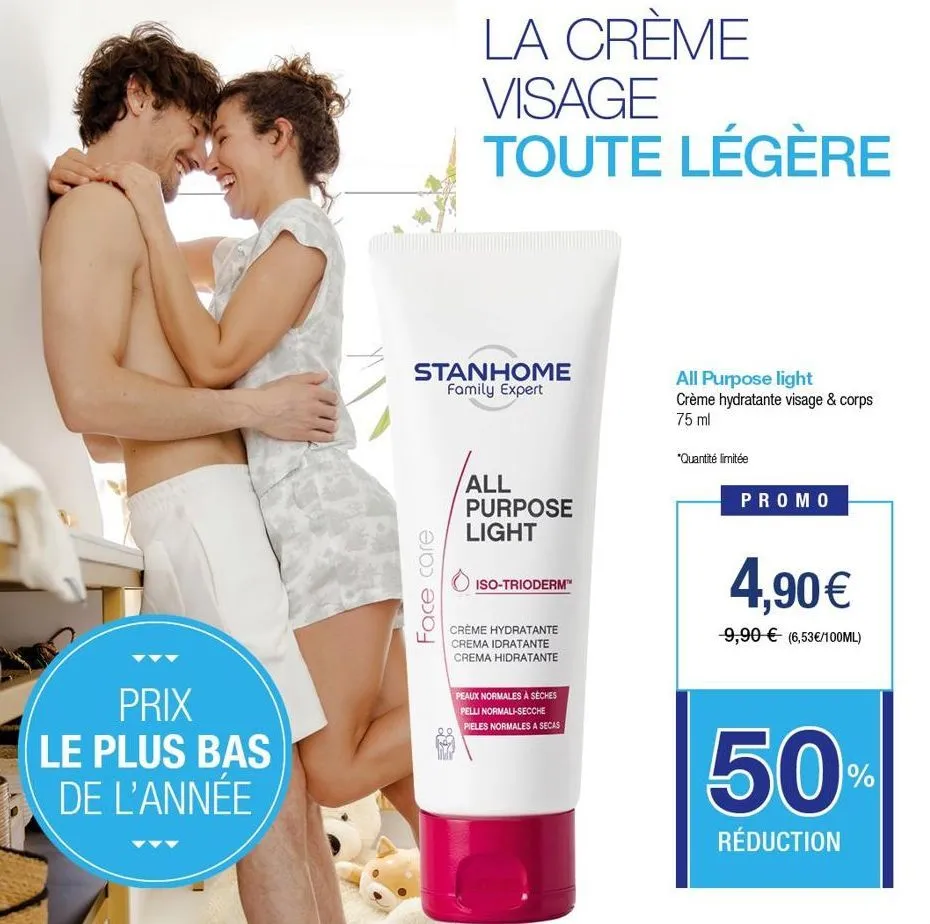 prix  le plus bas de l'année  la crème visage toute légère  stanhome family expert  face care  all purpose light  iso-trioderm™  crème hydratante crema idratante crema hidratante  peaux normales à sèc