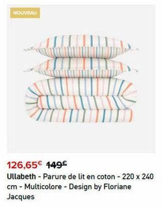 NOUVEAU  126,65€ 449€  Ullabeth - Parure de lit en coton - 220 x 240 cm - Multicolore - Design by Floriane Jacques 