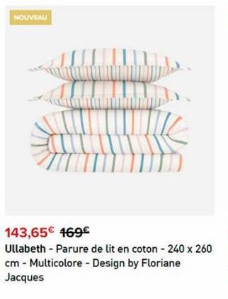 NOUVEAU  143,65€ 169€  Ullabeth - Parure de lit en coton - 240 x 260 cm - Multicolore - Design by Floriane Jacques  