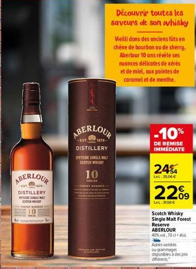 ABERLOUR  EST1879- DISTILLERY SPEYSIDE SINGLE MALT SCOTCH WHISKY FAVE  ABERLOUR  EST. 1879- DISTILLERY  SPEYSIDE SINGLE MALT SCOTCH WHISKY  10  YEAR  L  IFMOTLAR  Découvrir toutes les saveurs de son w