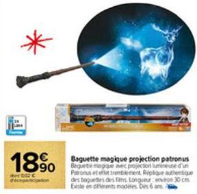 18%  av 600 €  Baguette magique projection patronus Bequete magique avec projection lumineuse d'un Patronus et effet tremblement Réplique authentique des boquetes des fins Longueur environ 30 cm beste