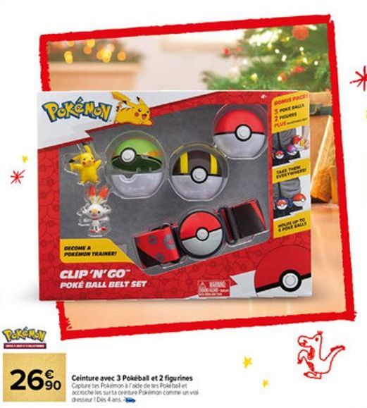 Pokémon  26%  BECOME A POKEMON TRAINER  CLIP'N'GO™ POKE BALL BELT SET  Ceinture avec 3 Pokéball et 2 figurines Capture tes Pokemon àraide de tes Pokébal accroche les sur ta ceinture Pokémon comme un v