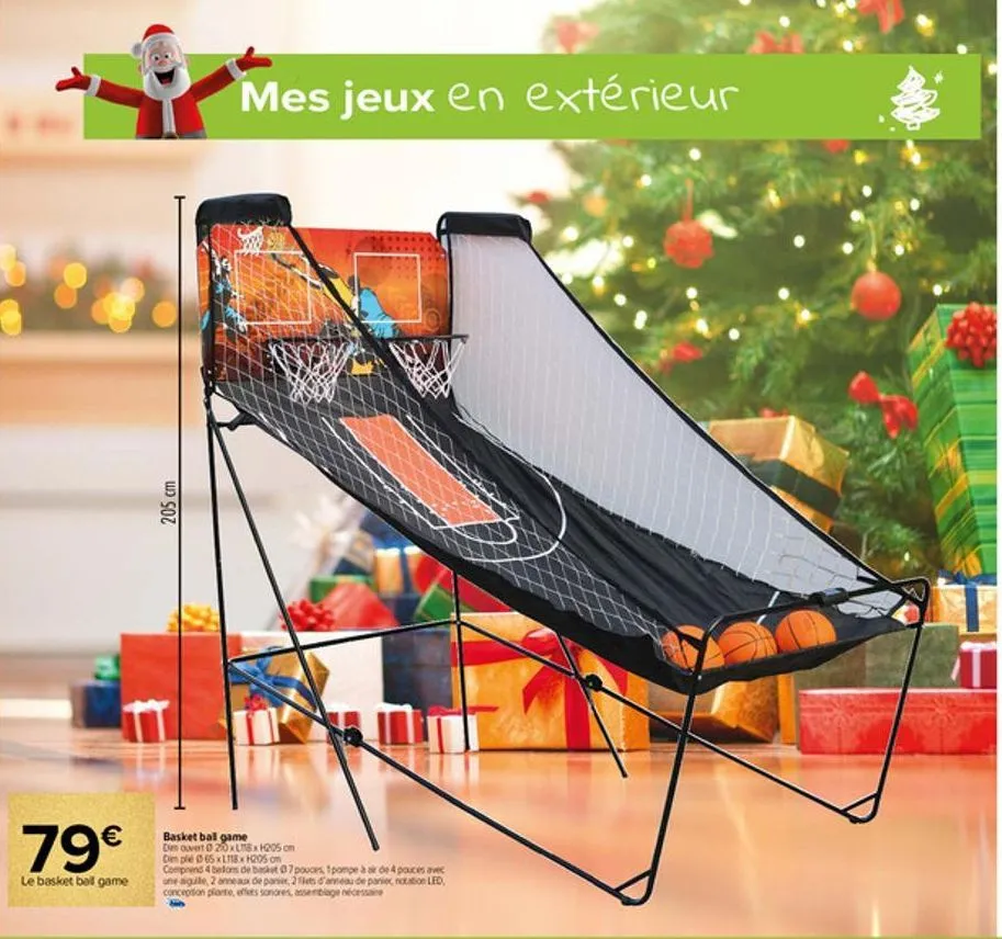 79€  le basket ball game  205 cm  mes jeux en extérieur  basket ball game dum ouvert 0 20xlbxh205 den ple 065 xlt18x 105 cm  comprend 4 belons de basket 07 pouces pompe à de 4 pouces avec une aigule, 