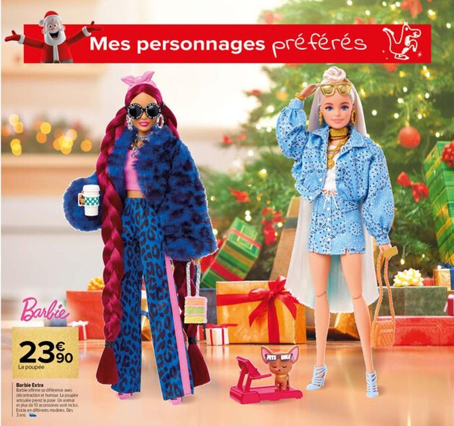 Barbie  2390  €  La poupée  TIE  SOWA  Barbie Extra  Barbie affirme sa différence avec décontraction et humour La poupée articule prend la pose. Un animal et plus de 10 accessoires sont inclus Existe 