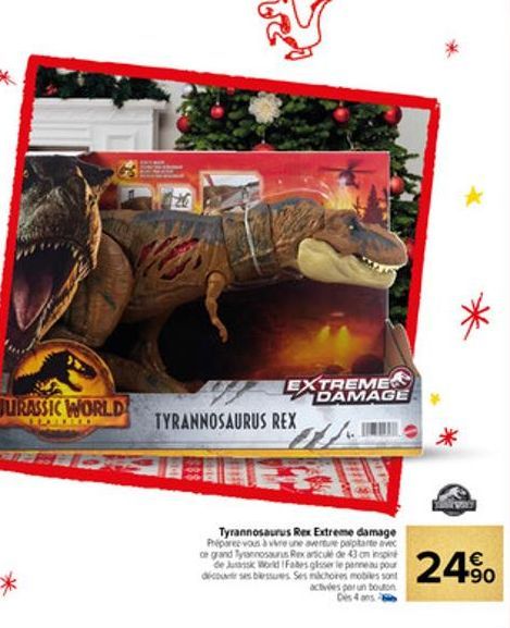 JURASSIC WORLD  LUDO  26  EXTREME DAMAGE  TYRANNOSAURUS REX  OU  Tyrannosaurus Rex Extreme damage Pripree-vous à vivre une aventure palpitarte avec ce grand Tyrannosaurus Rex articule de 43 cm inspi d