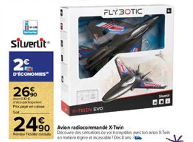 Silverlit  20  D'ÉCONOMIES  26%  24⁹0  H-TWIN EVO  490 Avion radiocommandé X-Twin  FLY BOTIC  Decoure des sensations de vol incroyables avec ton avion X-Twin en matière egne et incassable ! Des Bans  