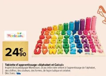 montessor  24%  tablette d'apprentissage alphabet et calcul  inspiré de la pédagogie montessor, ce jeu inte votre enfant à apprentissage de l'alphabet. des chiffres, des couleurs, des formes, de façon