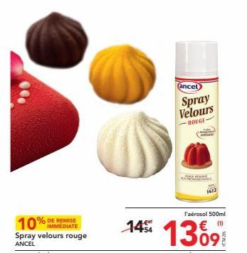 IMMÉDIATE  Spray velours rouge ANCEL  (ancel  Spray  Velours  ROUGE- l'aérosol 500ml  14% 1309 