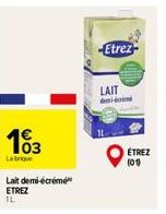 1€  103  Labrague  Lait demi-écrémé  ETREZ  IL  -Etrez- LAIT  d  ÉTREZ (01) 