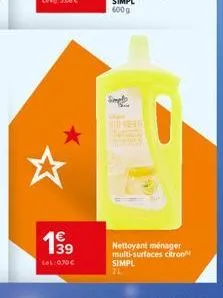 199⁹  lol:0j0€  nettoyant ménager multi-surfaces citron  simpl  21 