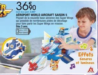 36%  dont éco-part 0,20€  AÉROPORT WORLD AIRCRAFT SAISON 5 Playset de la nouvelle base aérienne des Super Wings qui possède de nombreuses pistes de décollage pour faire partir les Super Wings en missi