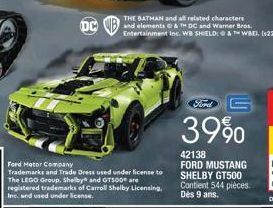 THE BATMAN and all related characters and elements & DC and Warner Bros. Entertainment Inc. WB SHIELD: & WBEI. (22)  Ford  39%  42138 FORD MUSTANG SHELBY GT500 Contient 544 pièces. Dès 9 ans. 