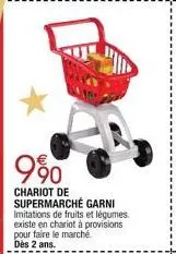 990  chariot de supermarché garni imitations de fruits et légumes. existe en chariot à provisions pour faire le marché. dès 2 ans. 