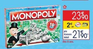 MONOPOLY  16  23%  2€  prix Eurocora déduit  Dès 8 ans.  21% 