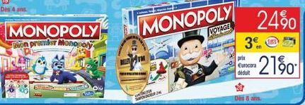 10340  MONOPOLY  Pion premier Monopoly  BILETM  MONOPOLY  VOYAGE  prix Eurocora déduit  24%  2150 