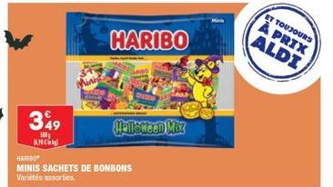 349  500  HARIBO  MINIS SACHETS DE BONBONS Variétés assorties  HARIBO  Halloween Mix  DETER  ET TOUJOURS  À PRIX ALDI 
