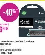 WILKINSON PRECISION  M  QUAITING  (1  Lames Quattro titanium Sensitive WILKINSON  x4  Autres variétés disponibles L'unité: 10€99 