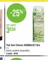 SOIT L'UNITE:  3034  -25%  Thé Vert Citrons HERBALIST Bio  Herbalist  THE VENT 