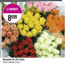 LE BOUQUET  8€99  Bouquet de 20 roses 40cm, bouton 4.5cm 