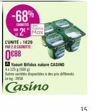 LE  -68%  CAGNES  L'UNITÉ: 1629  PAR 2 JE CAGNOTTE:  0€88  Casino  2 Max 