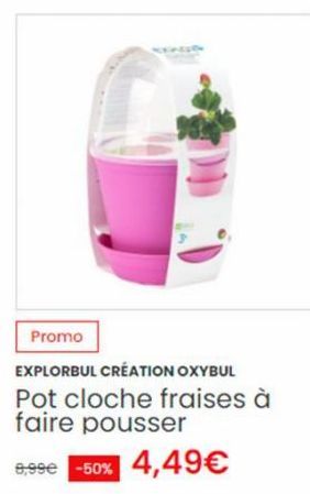 Promo  EXPLORBUL CRÉATION OXYBUL Pot cloche fraises à faire pousser  6,99€ -50% 4,49€ 