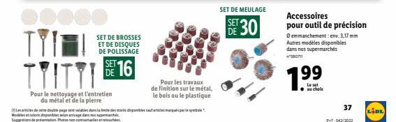 Til TYITYL  SET DE BROSSES ET DE DISQUES DE POLISSAGE  SET 16  DE  Pour le nettoyage et l'entretien du métal et de la pierre  Pour les travaux de finition sur le métal, le bois ou le plastique  Les ar