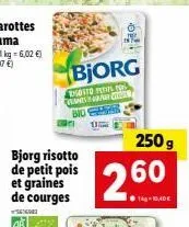 bjorg risotto de petit pois et graines de courges  bjorg  hosto pets for c  bio  on  250 g 