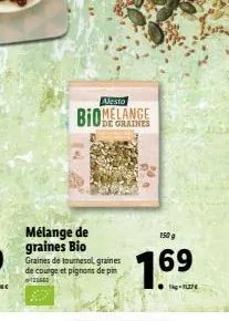 alesto  biomelange  mélange de graines bio graines de tournesol, graines de courge et pignons de pin  1266  150 g  169  - 