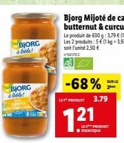 BJORG atible!  BJORG  alible!  -68%  LES PRODUIT 3.79  121  LES PRODUET  ●IDENTIQUE  SUR LE 