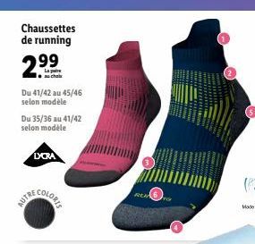 Chaussettes de running  2.⁹⁹  Du 41/42 au 45/46 selon modèle  Du 35/36 au 41/42 selon modèle  LYCRA 