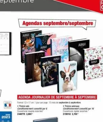 2022  2023  agendas septembre/septembre  agenia  fuma  • theme ado  conditionnement conseillé par 6 couvertures souples assortes 2440775 2,80€  kona  agenda  agenda journalier de septembre à septembre